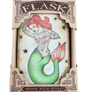Trixie & Milo Mermaid Tattoo Stainless Steel 8oz Flask Drink With Style BFF Gift
